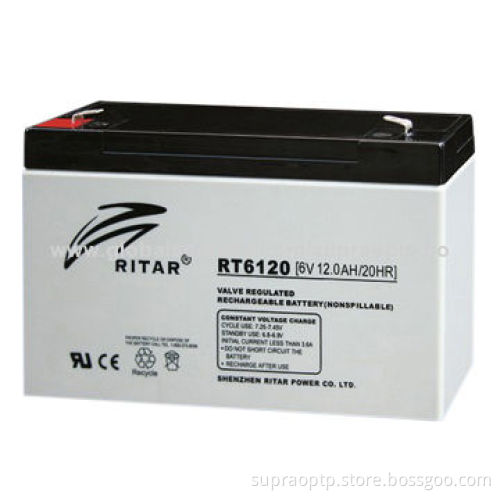 6V/12Ah Valve Regulated Lead-acid Battery, Perfect for Data Center, Telecom, UPS
